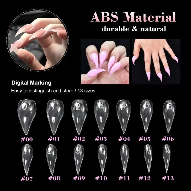 Curved Stiletto Nail Dual Forms 3D Cat's Claw Extension Tips 140pc Nail Extension Forms Qme