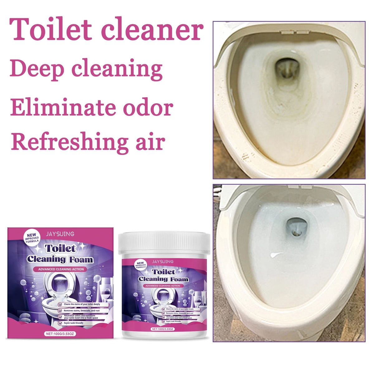 100g Toilet Cleaning Powder – Remove Stains & Odors | Jaysuing Toilet Bowl Cleaner Qst