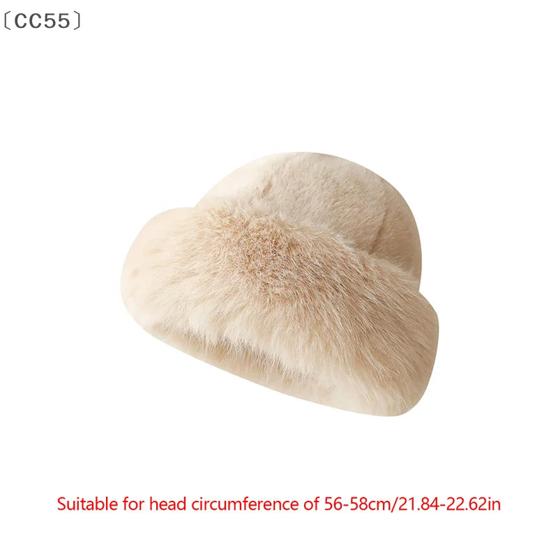 Women's Fluffy Plush Fur Hat – Warm Brimless Winter Cap Winter Plush Hat Qst