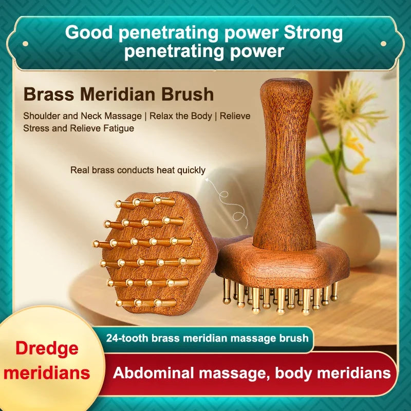 Brass Bead Gua Sha Comb – Meridian Massage Tool | 4 Colors Meridian Massage Comb Qme