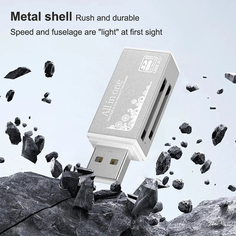 4-Port USB 2.0 Card Reader – Micro SD, TF, MS & MD USB Card Reader Qme