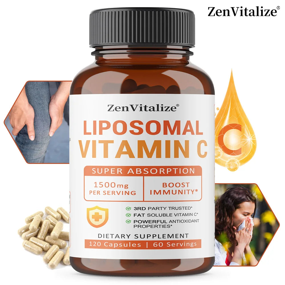 Liposomal Vitamin C 1500mg Capsules – Buffered & Highly Absorbed Vitamin C Supplement Qst