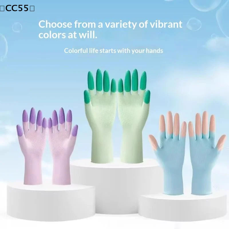 Silicone Dishwashing Gloves – Anti-Slip Long Reusable Kitchen Dishwashing Gloves Qst