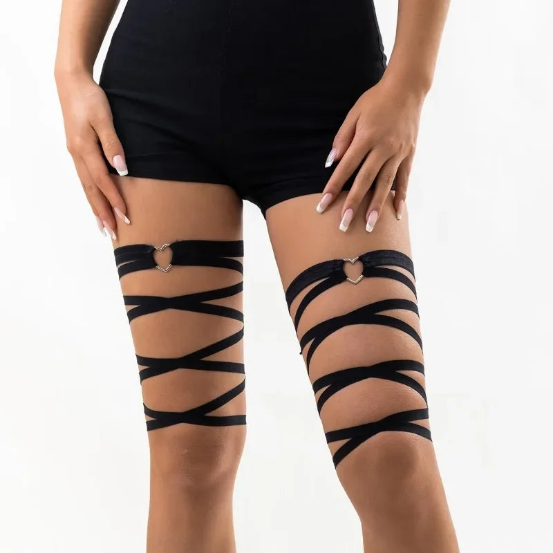 Women's Gothic Harajuku Thigh Harness Garter – Elastic Leg Strap Thigh Harness Garter Qme
