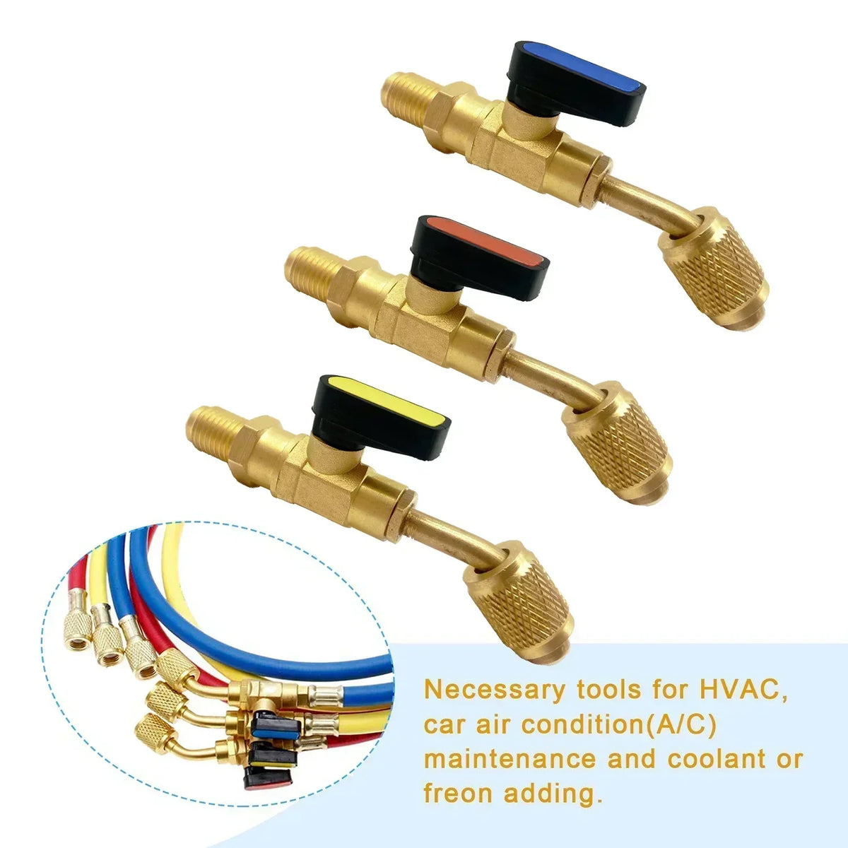 Refrigerant Angled Shut-Off Ball Valve Adapter 1/4" SAE R22 R12 R410a Refrigerant Valve Adapter Qme