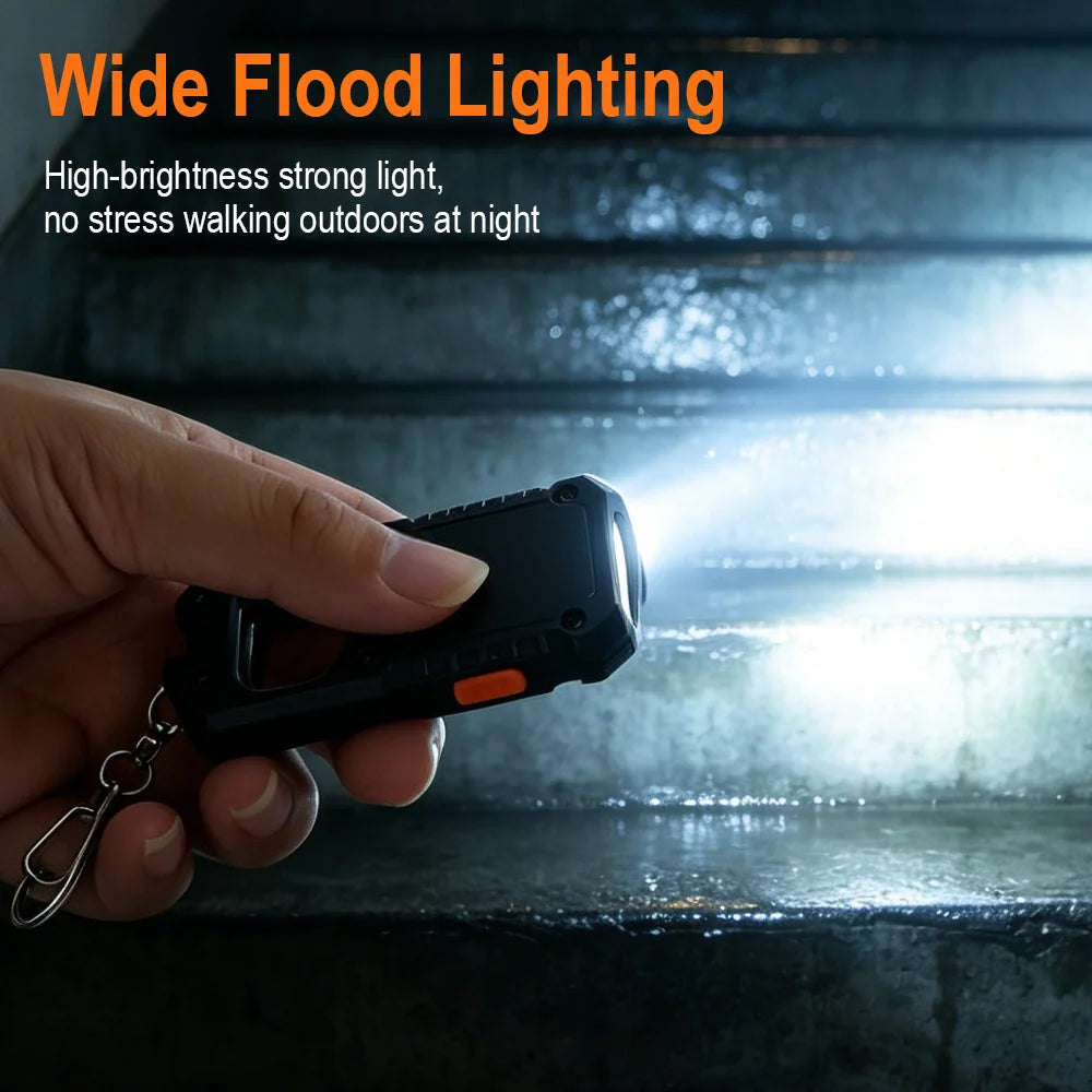 BORUiT Mini LED Keychain Flashlight, Bottle Opener, Type-C LED Keychain Flashlight Qst