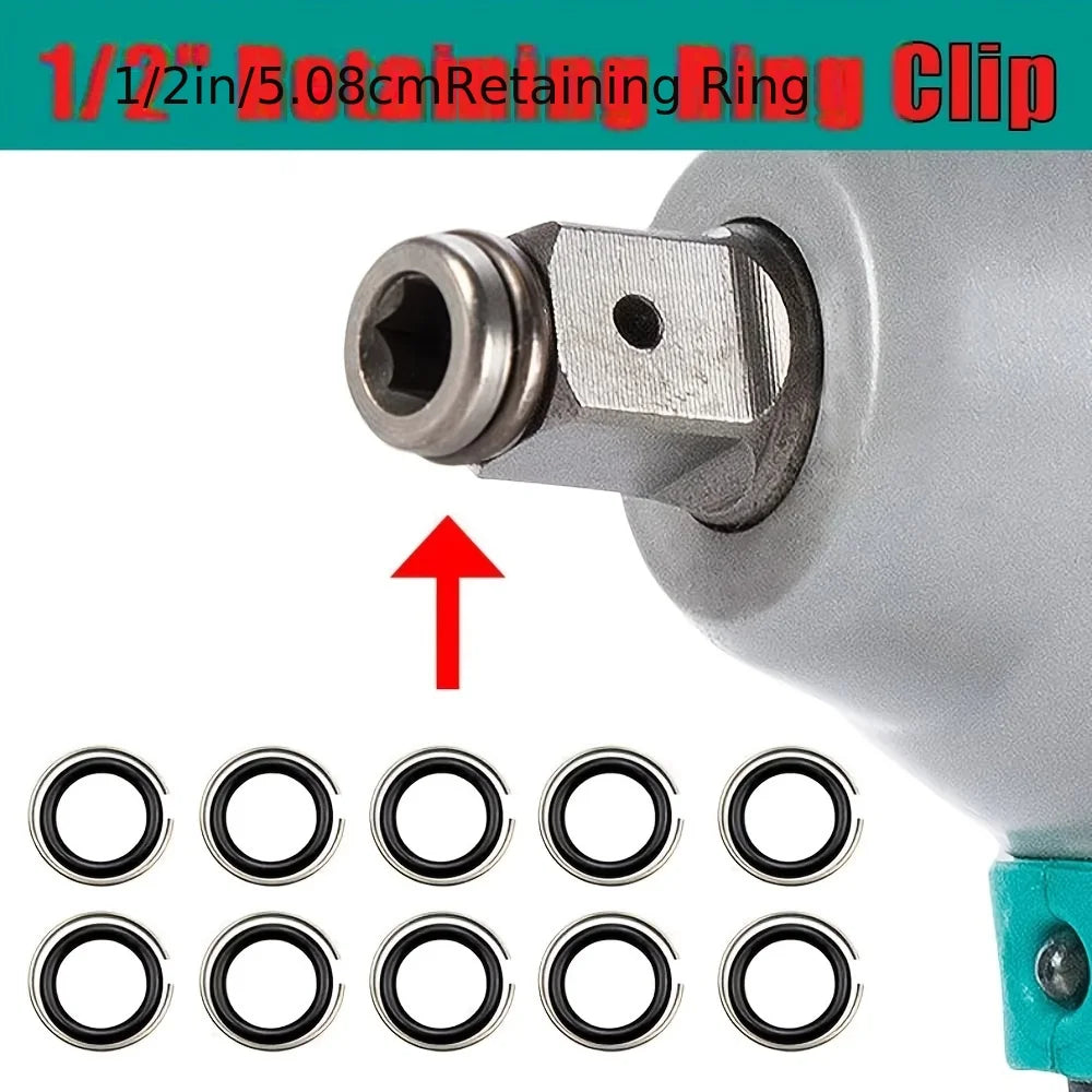 10-Pack Stainless Steel Retaining Ring Clip Rubber Sleeve Wrench Socket Retainer Qme