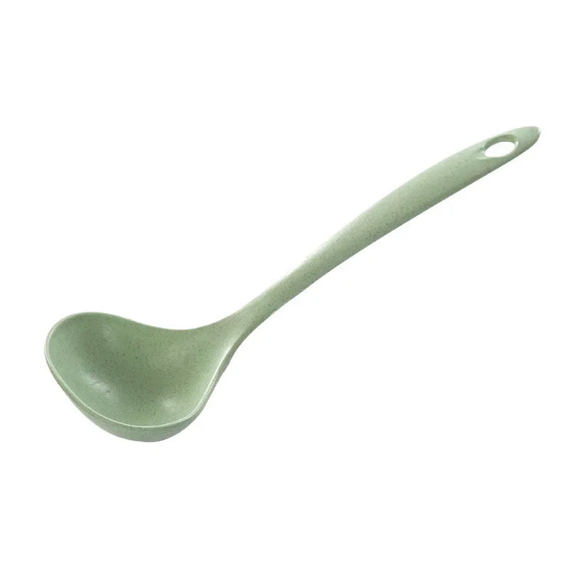 Wheat Straw Soup Ladle & Rice Spoon – 4 Colors, Long Handle Soup Ladle & Spoon Qme green