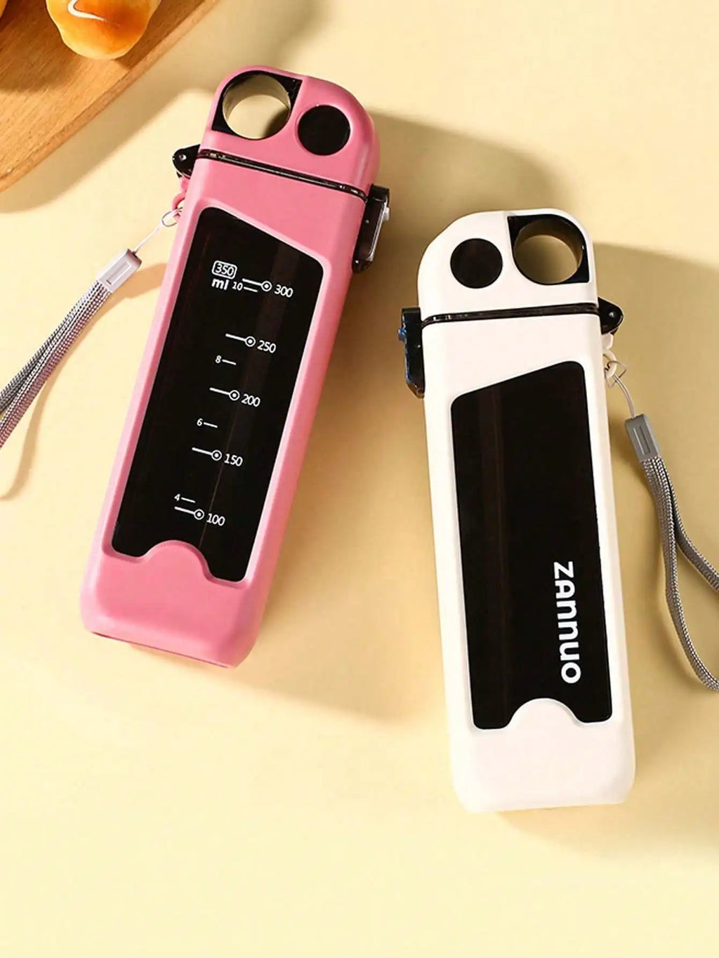 Leak-Proof Square Water Bottle with Straw & Measurements Water Bottle Qme