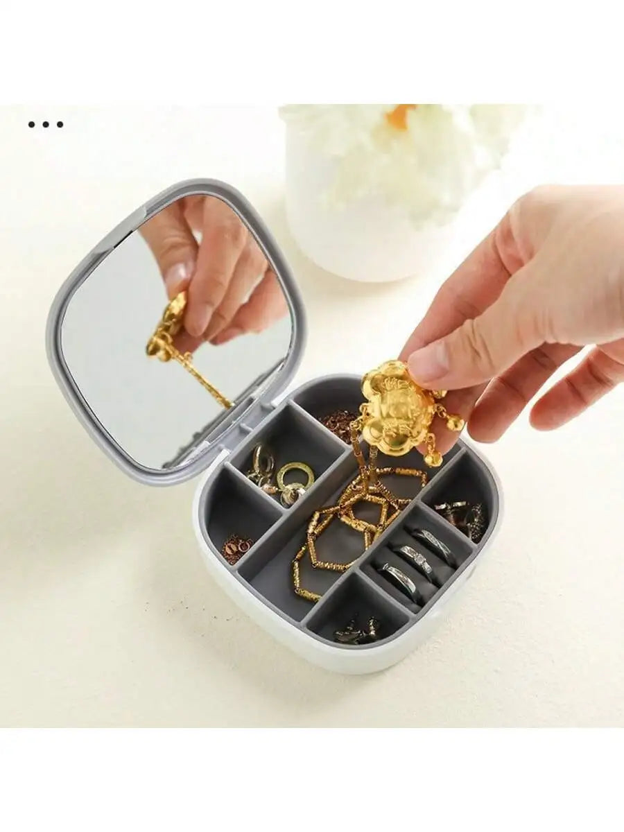 Mirror Jewelry Box – Travel Earring & Necklace Storage Bag Travel Jewelry Organizer Qme