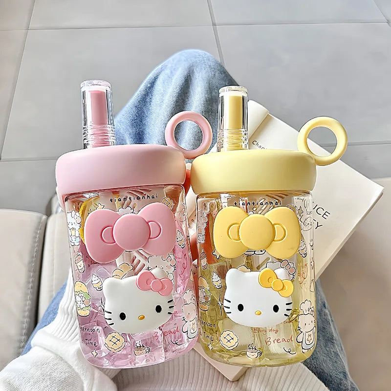 Hello Kitty Girls' Plastic Cup with Stylish Straw | 4 Colors Kids Straw Cup Qme