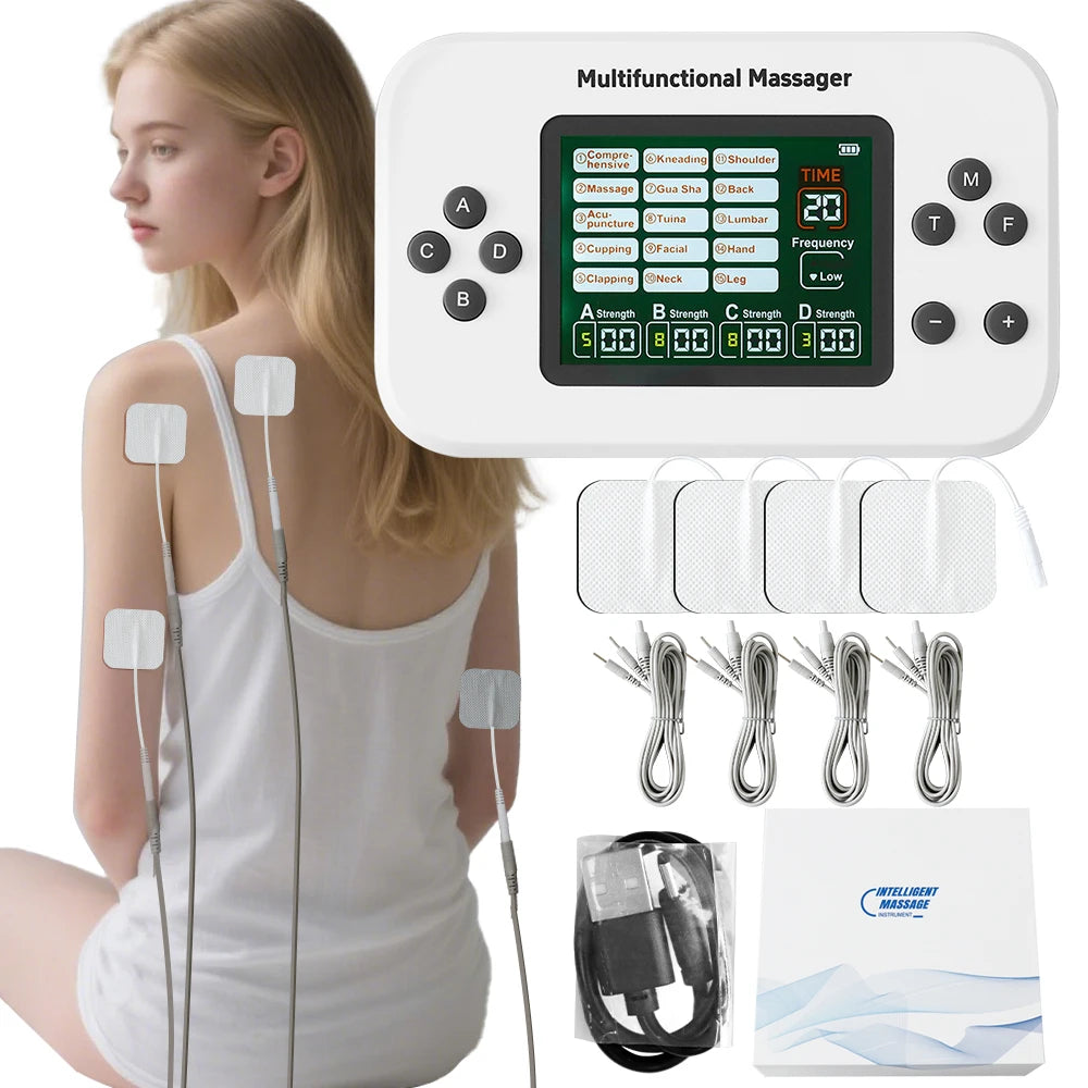 Raiuleko TENS EMS Massager – 4 Output, 30 Levels, 15 Modes TENS EMS Massager Qst