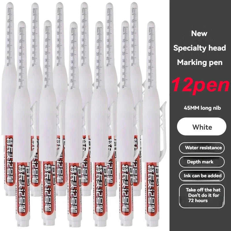 Waterproof Deep Hole Marker Pen – Tile & Carpentry | Qme Deep Hole Marker Pen Qme 12 pens white