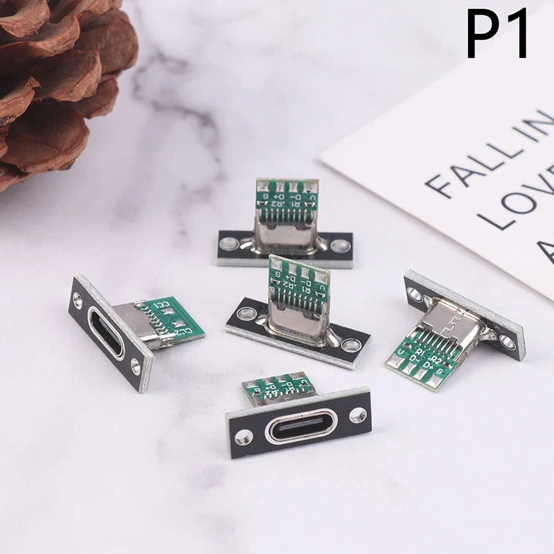 USB Type-C Female Socket Screw Fixing Plate 2Pin 4Pin Connector USB-C Connector Jack Qme style 1