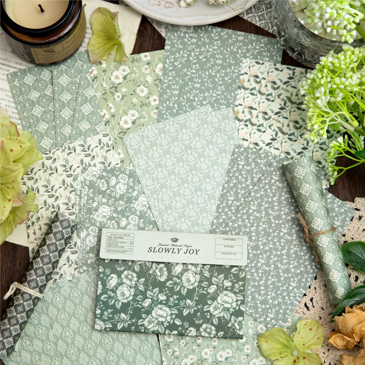 Vintage Gauze Scrapbook Paper Combo – 40 Pc DIY Craft Kit Scrapbook Paper Kit Qme