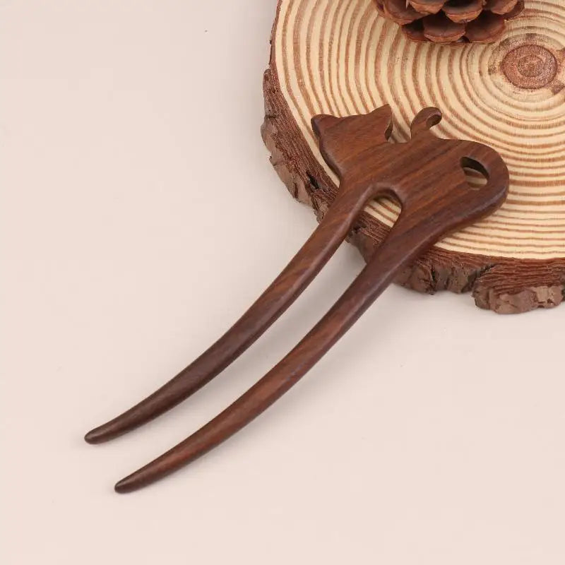 Wooden U-Shape Hair Stick Fork – Chinese Style Hairpin Hair Fork Hairpin Qst 05