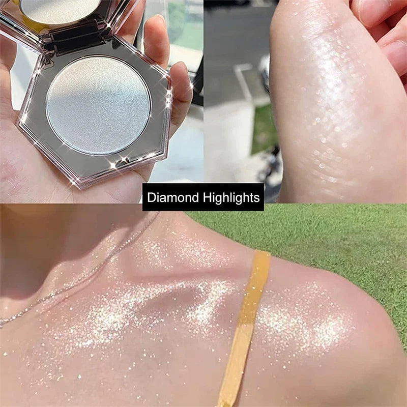 Glitter Highlighter Makeup Palette – Face, Body & Cheek Shimmer Highlighter Palette Qme