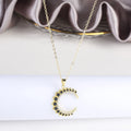 Cubic Zirconia C-Shape Adjustable Pendant Necklace | 3 Colors Pendant Necklace Qme Black 50cm