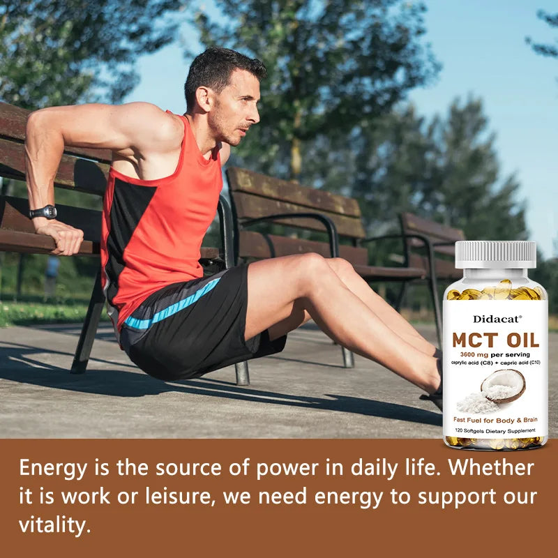 MCT Oil Capsules 3600mg – C8 & C10 Softgels, Non-GMO MCT Oil Supplement Qst