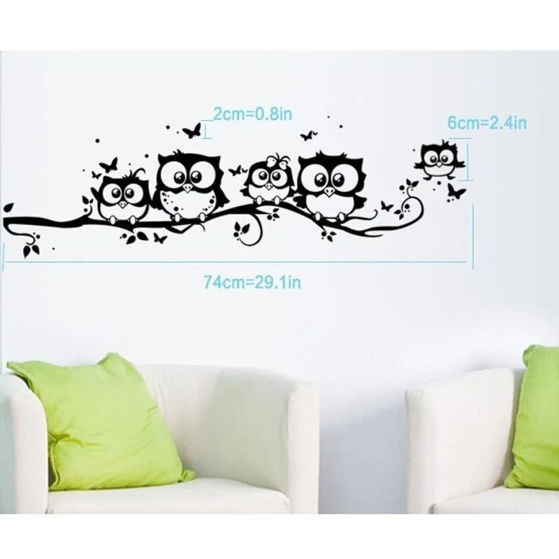Owl & Butterfly Tree Wall Sticker – Bedroom Home Decor Wall Decal Sticker Qme