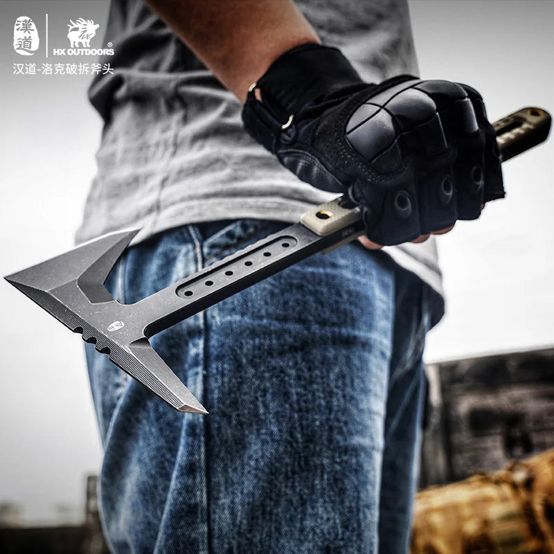HX Outdoors DC53 Survival Axe – G10 Handle, Kydex Sheath Survival Axe Qst