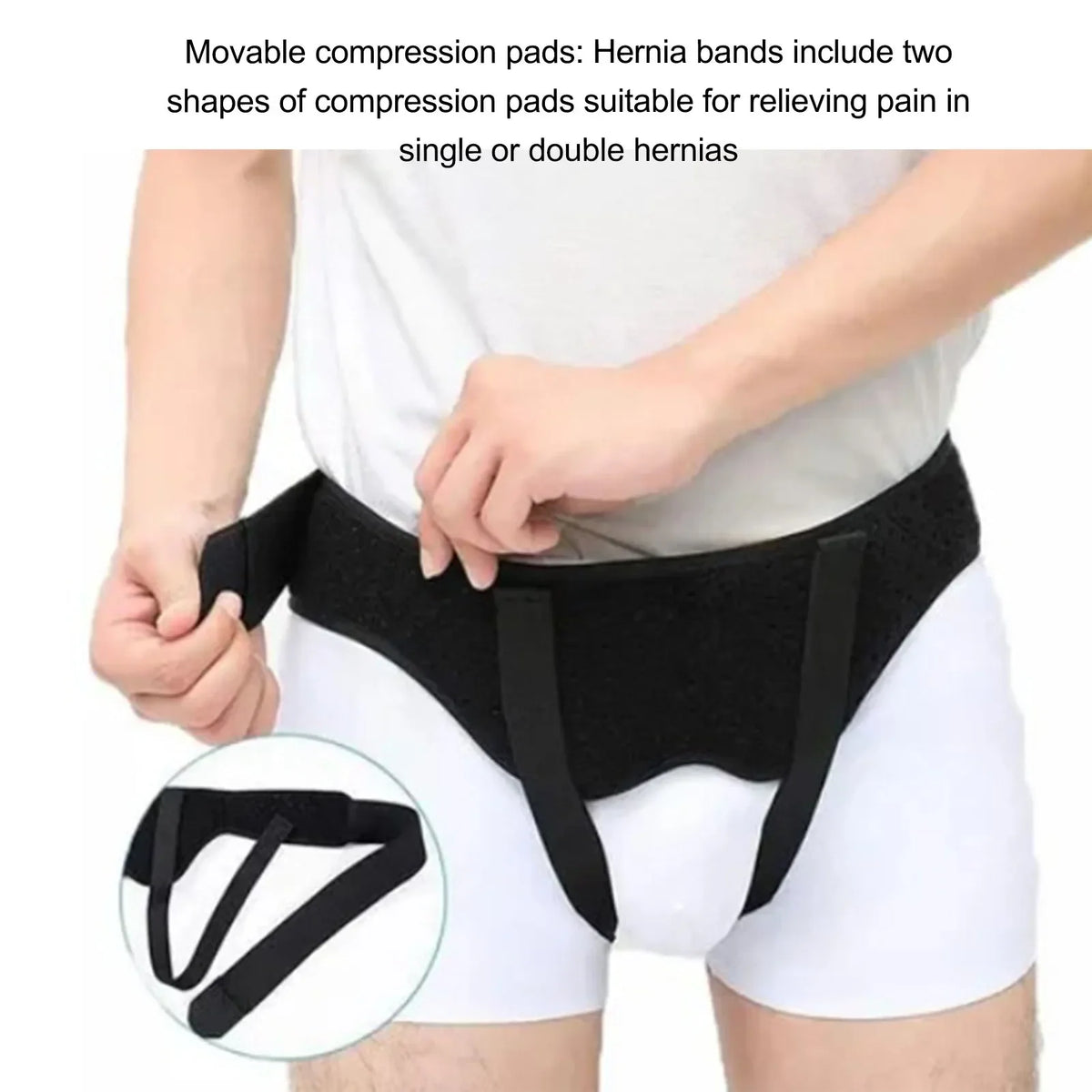 Men's Adjustable Groin Support Band with PU Foam Pad – Black Groin Support Band Qme