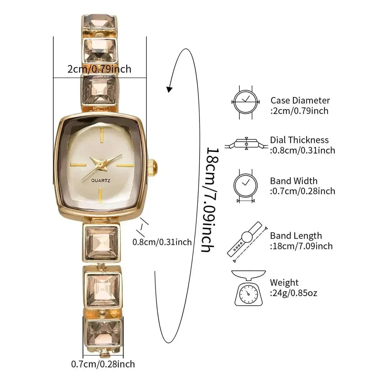 Women's Luxury Rhinestone Quartz Bracelet Watch – 6 Colors Bracelet Watch Qme