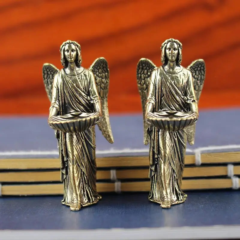 Brass Angel Statue Figurine | Small Bronze Ornament for Home Decor Bronze Angel Figurine Qme