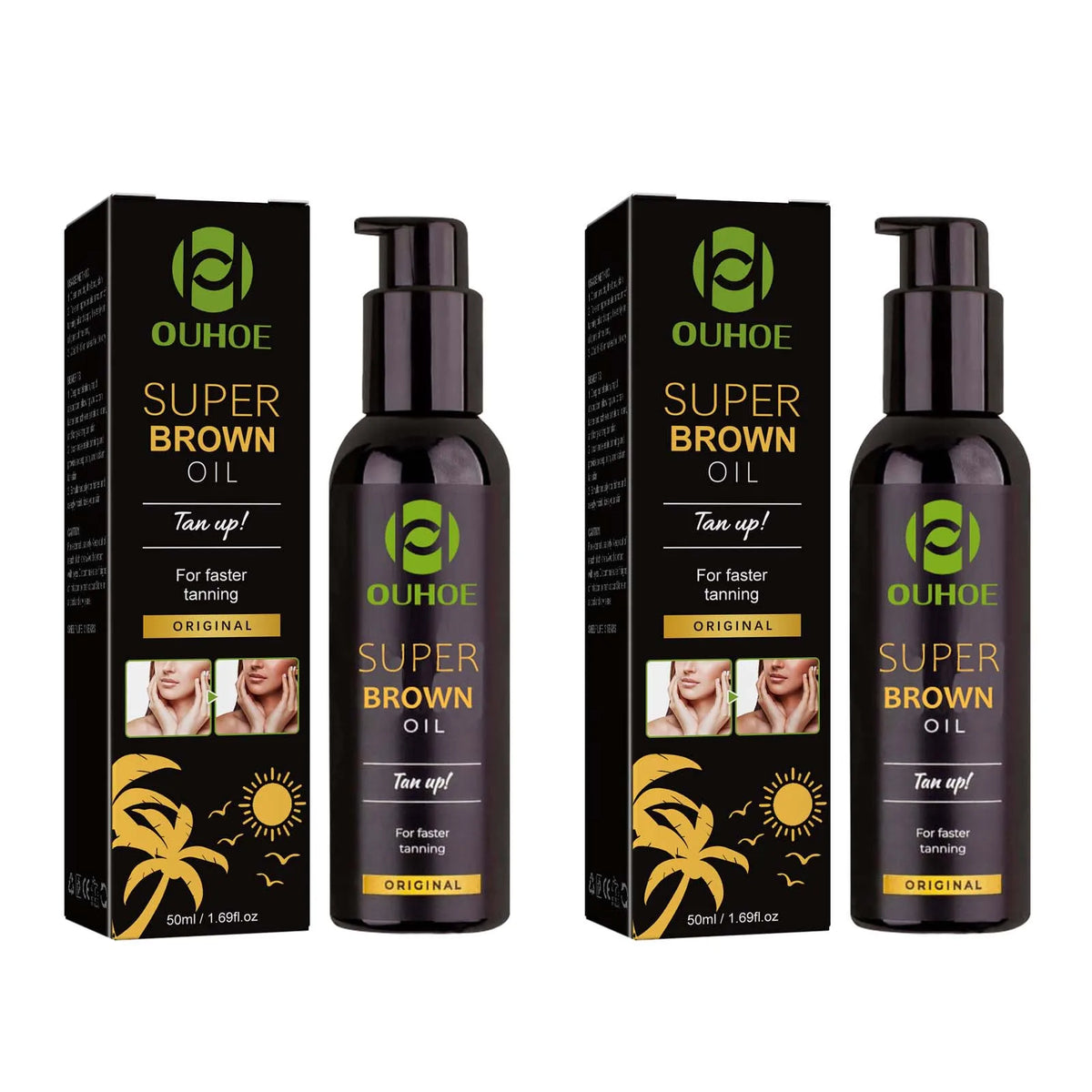 Sunless Self-Tanning Body Bronzer Oil – Nourishing Glow Self-Tanning Body Oil Qme 2 x 50ml Boxed