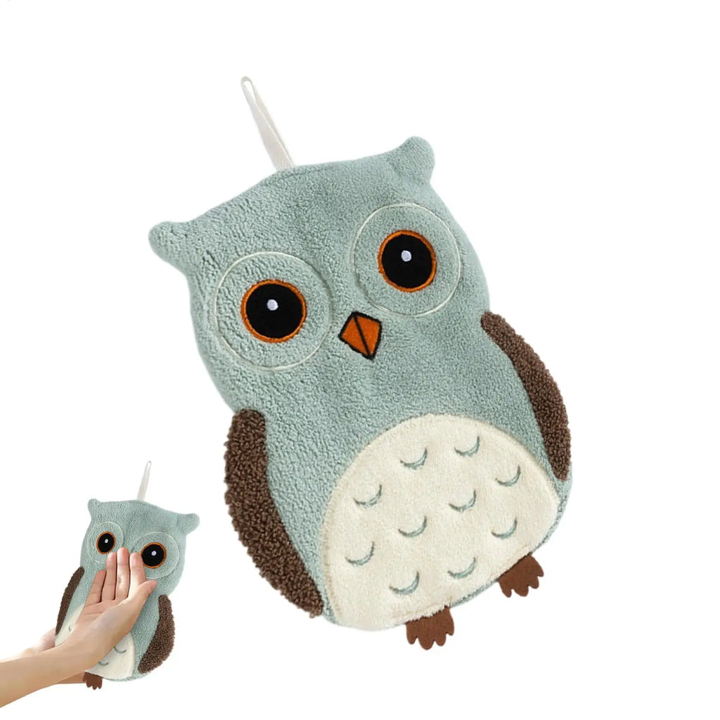 Owl Animal Print Hand Towel – Absorbent Hanging Bath & Kitchen Decorative Hand Towel Qst