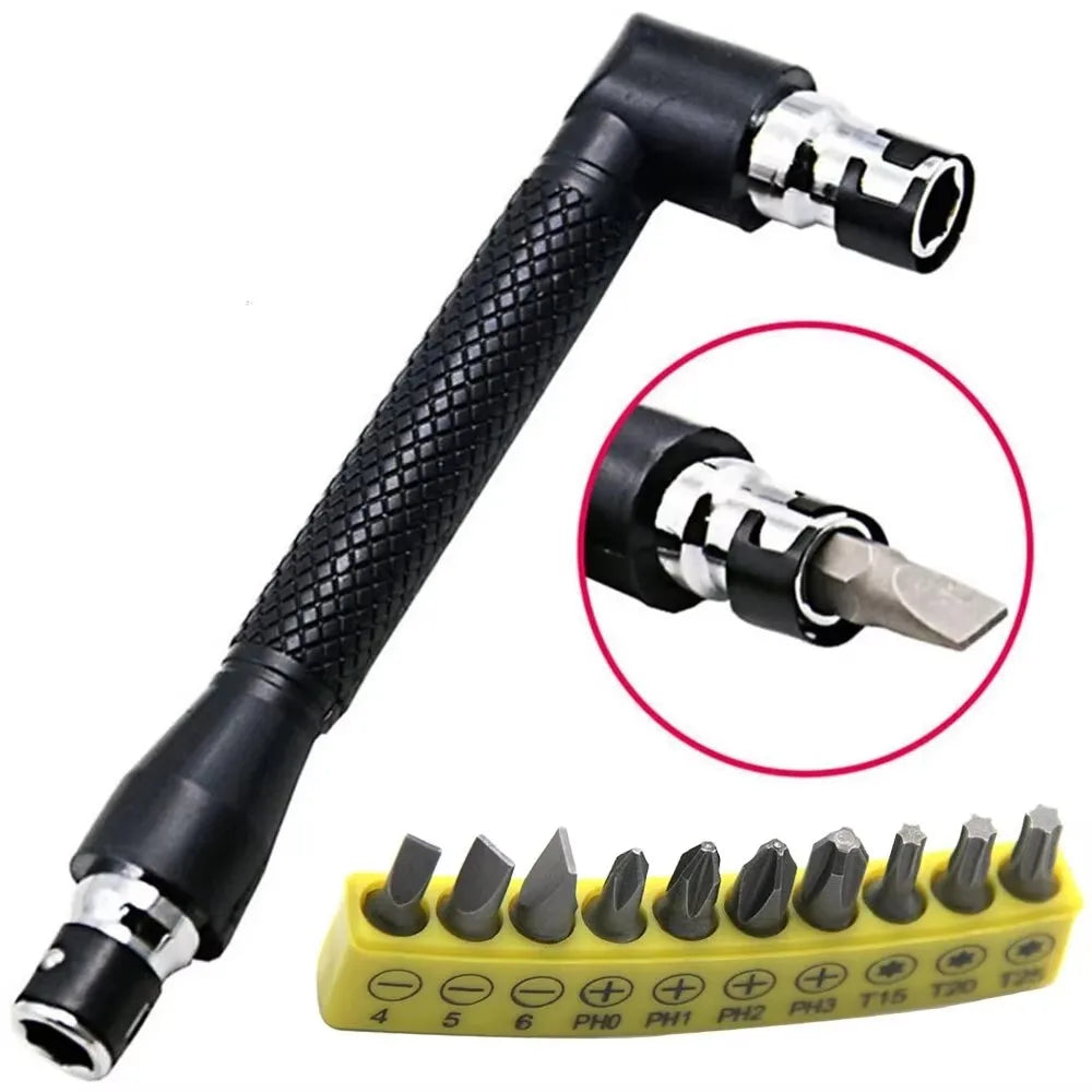L-Shaped 1/4" Hex Screwdriver Bit Handle – 90° Double Head Screwdriver Bit Handle Qme