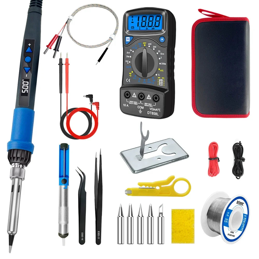 80W Electric Soldering Iron – Digital Display & Adjustable Temp Soldering Iron Qme B set3 220V EU PLUG