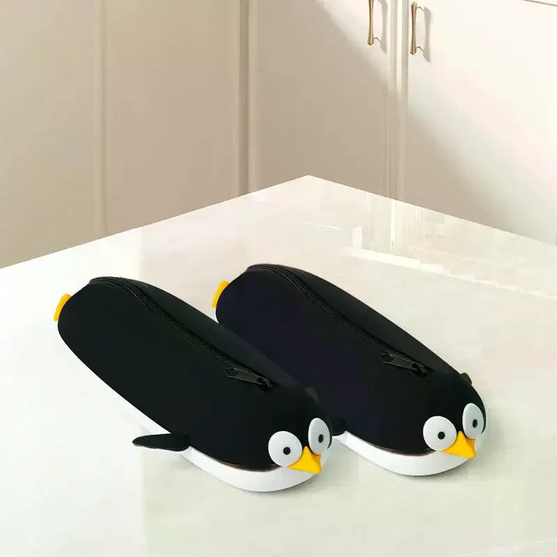Cute Penguin Silicone Pencil Case – Large Capacity Waterproof Silicone Pencil Case Qme