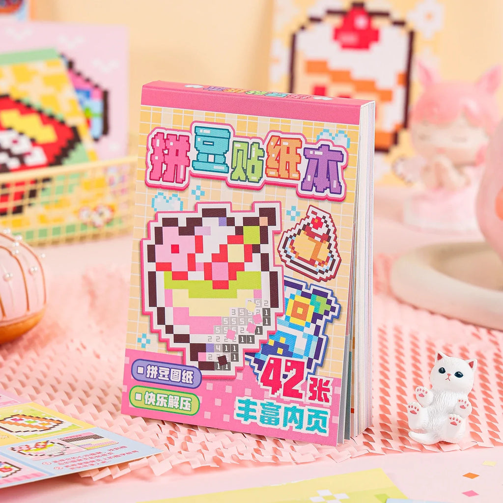 Cartoon Mini Bean Die Cut Sticker Book – Handmade Decorative Decorative Sticker Book Qme A