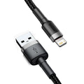 Baseus 2.4A Fast Charging USB Lightning Cable for iPhone USB Lightning Cable Qst Gray 1m