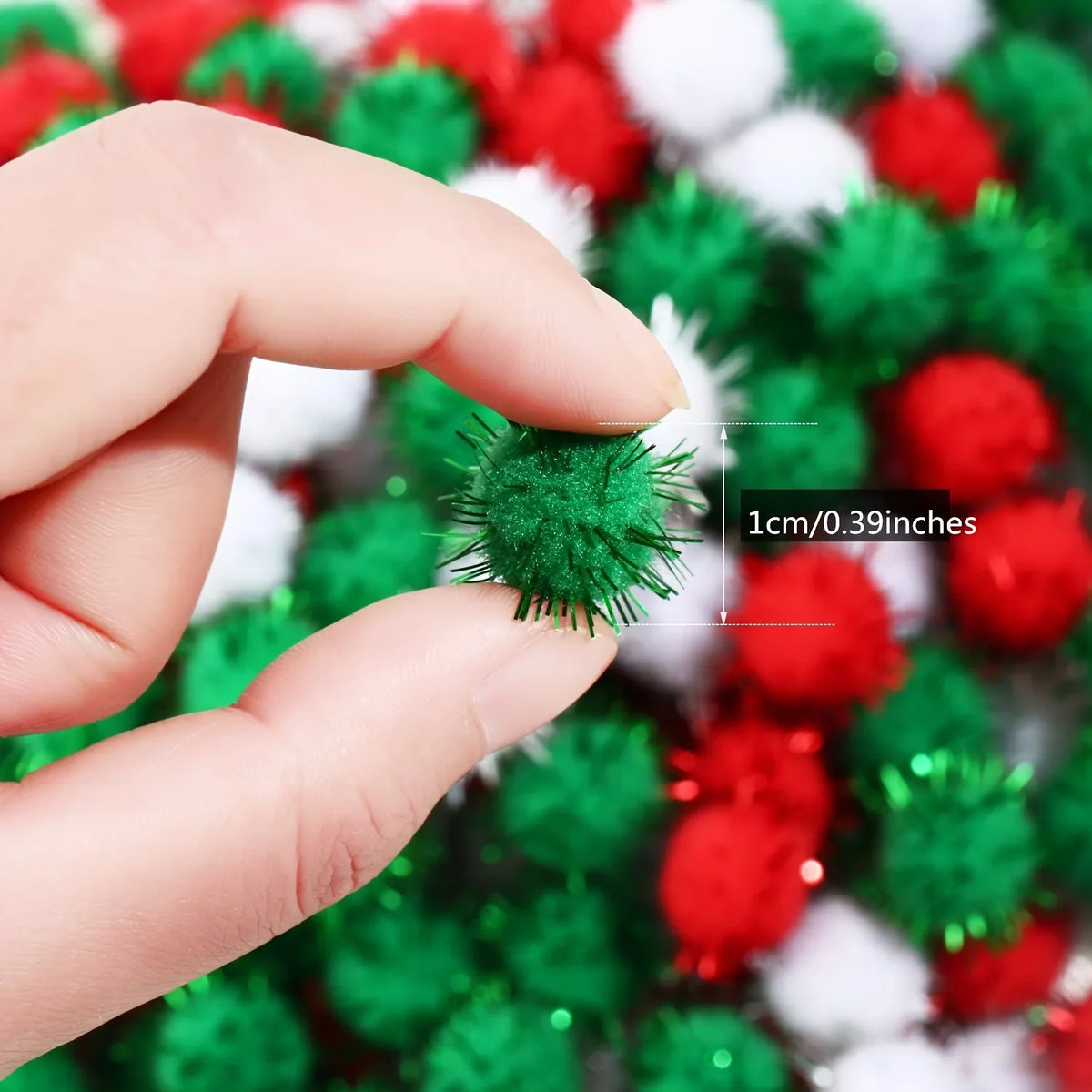 Glitter Sequined Plush Fur Balls 100-200pc – Colorful Craft Décor Craft Embellishment Balls Qme