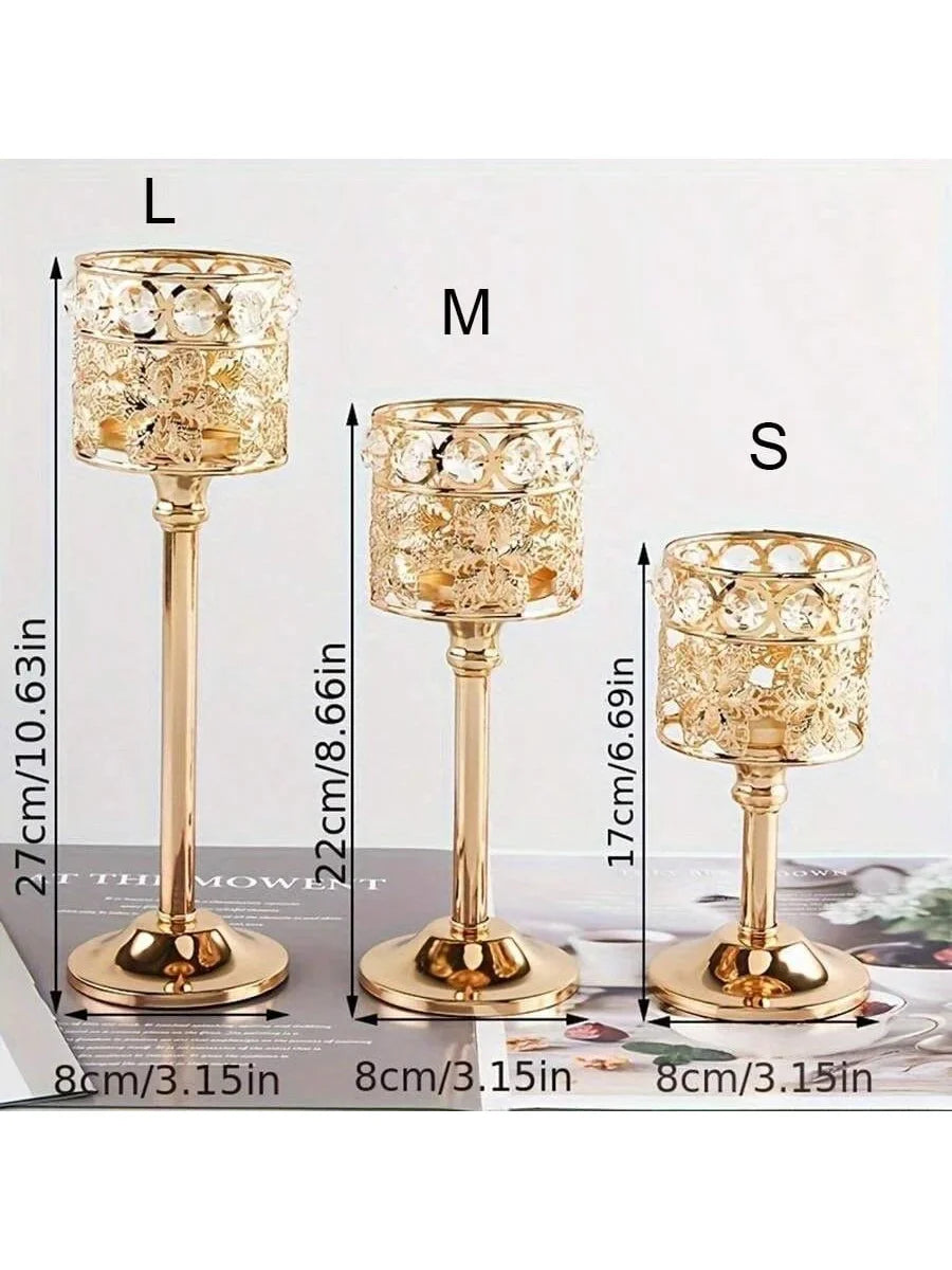 Crystal Candle Holder 3 Sizes – Wedding Table Centerpiece Crystal Candle Holder Qme S