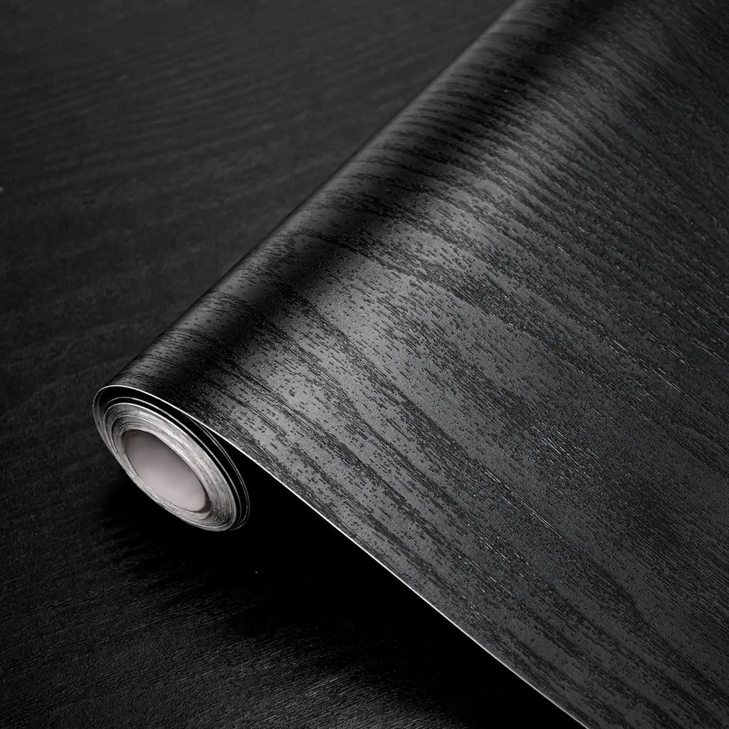 Black Wood Grain Peel & Stick Wallpaper Film – Cabinets Peel & Stick Wallpaper Qme