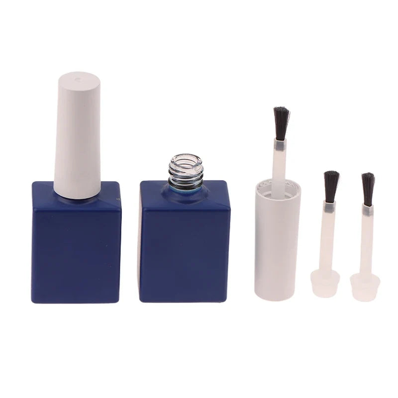 12ml Blue Glass Nail Polish Bottle – Empty Refillable with Brush Refillable Nail Bottle Qme