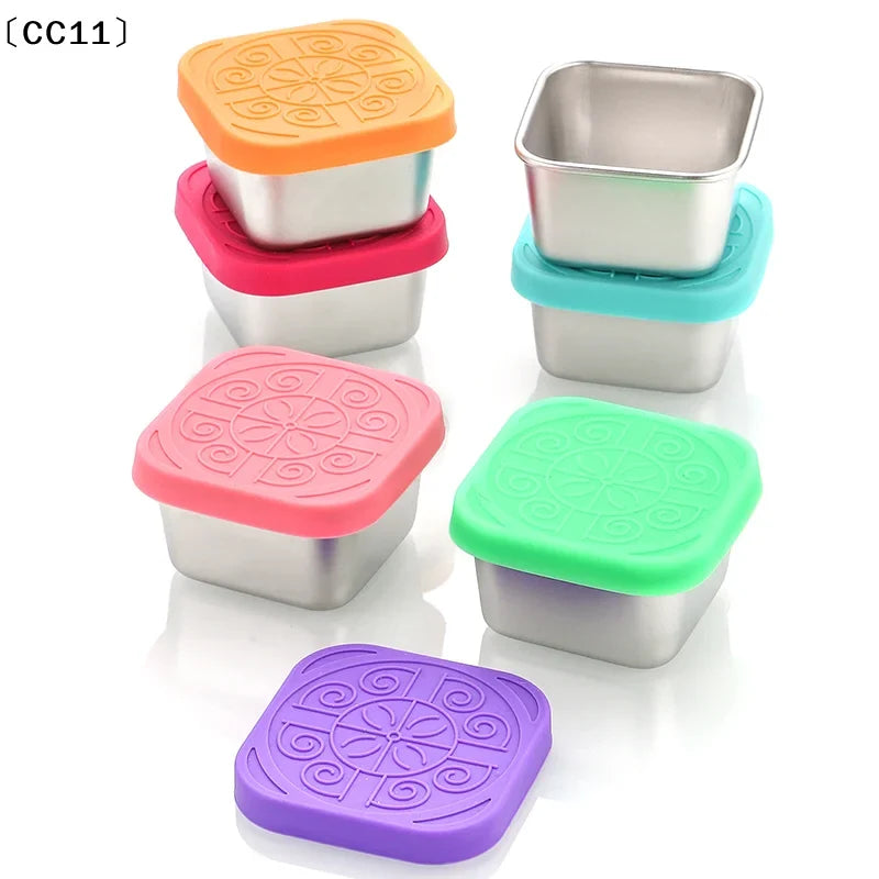 Stainless Steel Snack & Seasoning Container with Silicone Lid Food Storage Container Qme