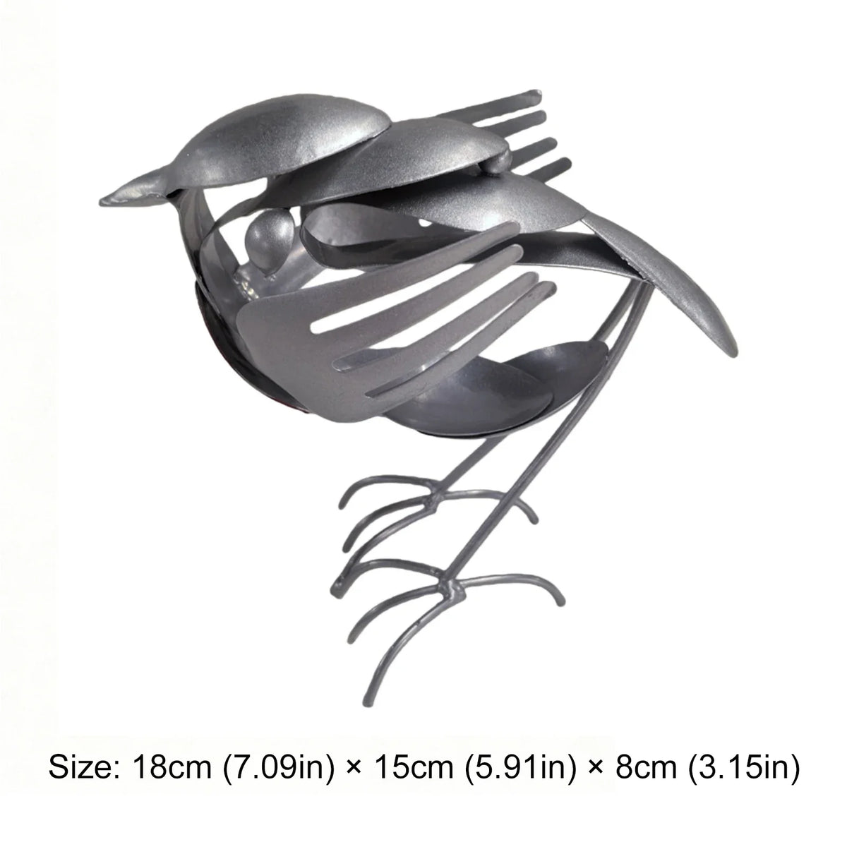 Rustic Red Robin Metal Bird Sculpture | Patio & Lawn Statue Garden Bird Statue Qme Light Grey