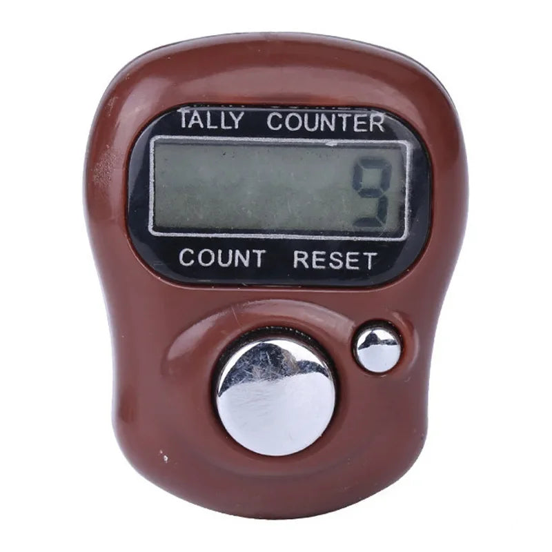 Mini LED Digital Finger Counter – Islamic Tally Bead Clicker Ring Digital Tally Counter Qme brown