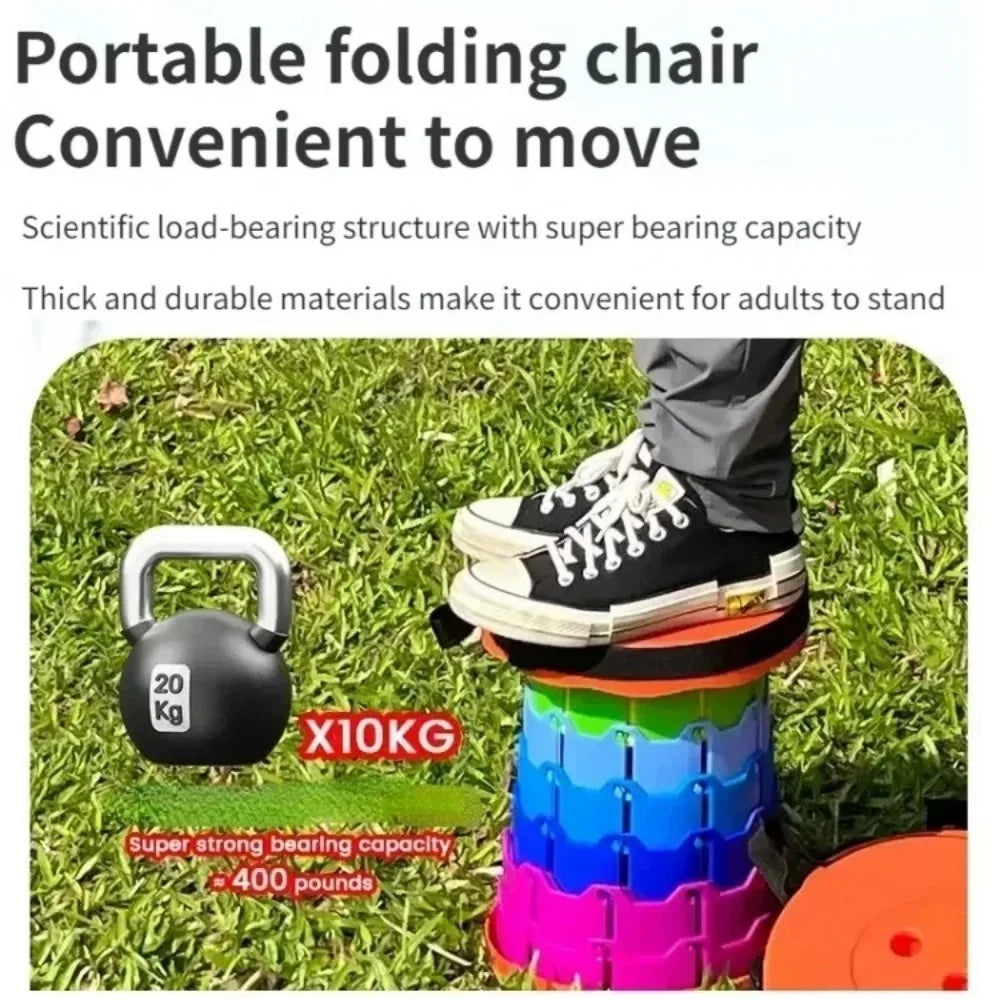 Portable Folding Stool – Lightweight Expandable Plastic Seat Folding Camping Stool Qme