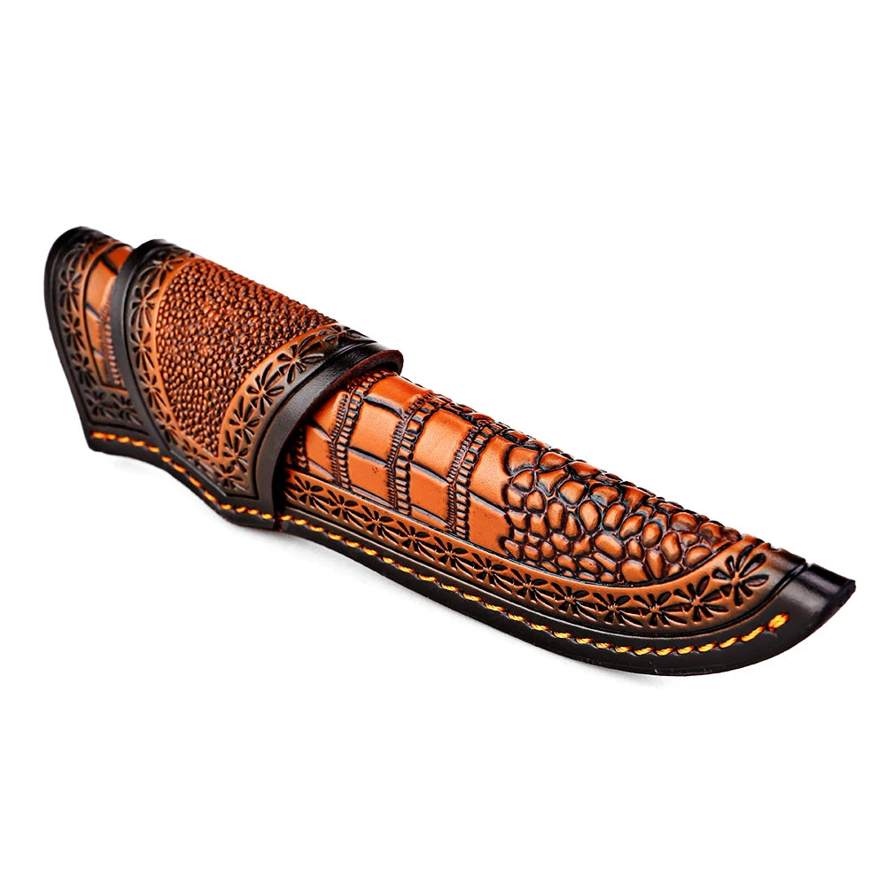 Luxury Brown Leather Knife Sheath – Fixed Blade Scabbard Leather Knife Sheath Qst