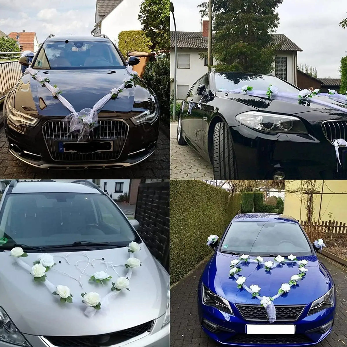 White Rose Silk Artificial Flower Wedding Car Decoration Wedding Car Decoration Qme