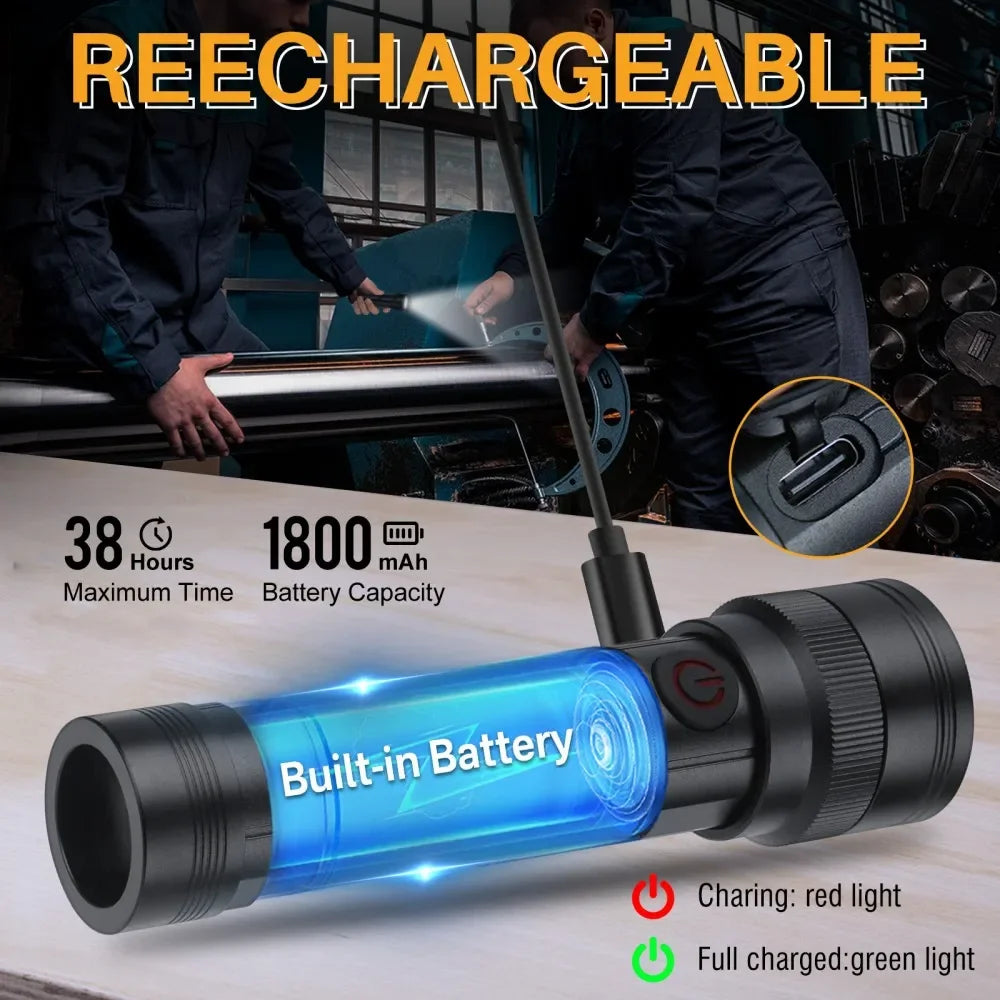 BORUiT ST12 800LM Zoomable LED Flashlight | Type-C Rechargeable LED Flashlight Qst
