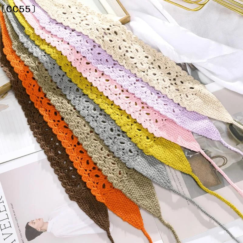 Floral Knitted Headband Stretch Turban Crochet Hairband Women Knitted Headband Qst