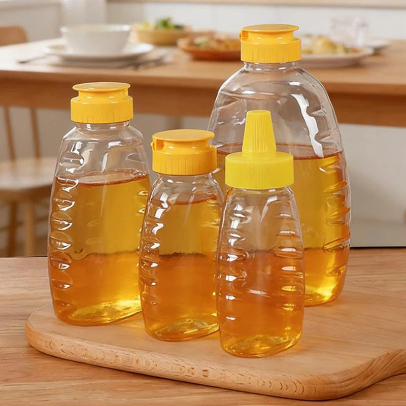 Squeeze Honey Bottle with Lid – Reusable PP Dispenser Condiment Dispenser Bottle Qst