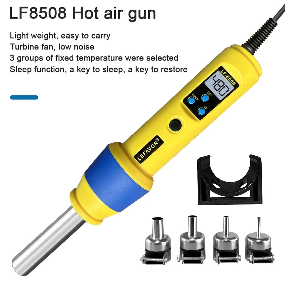 LEFAVOR LCD Digital Hot Air Gun Desoldering Station 110V/220V Hot Air Rework Station Qme 8508 A1 220V EU PLUG
