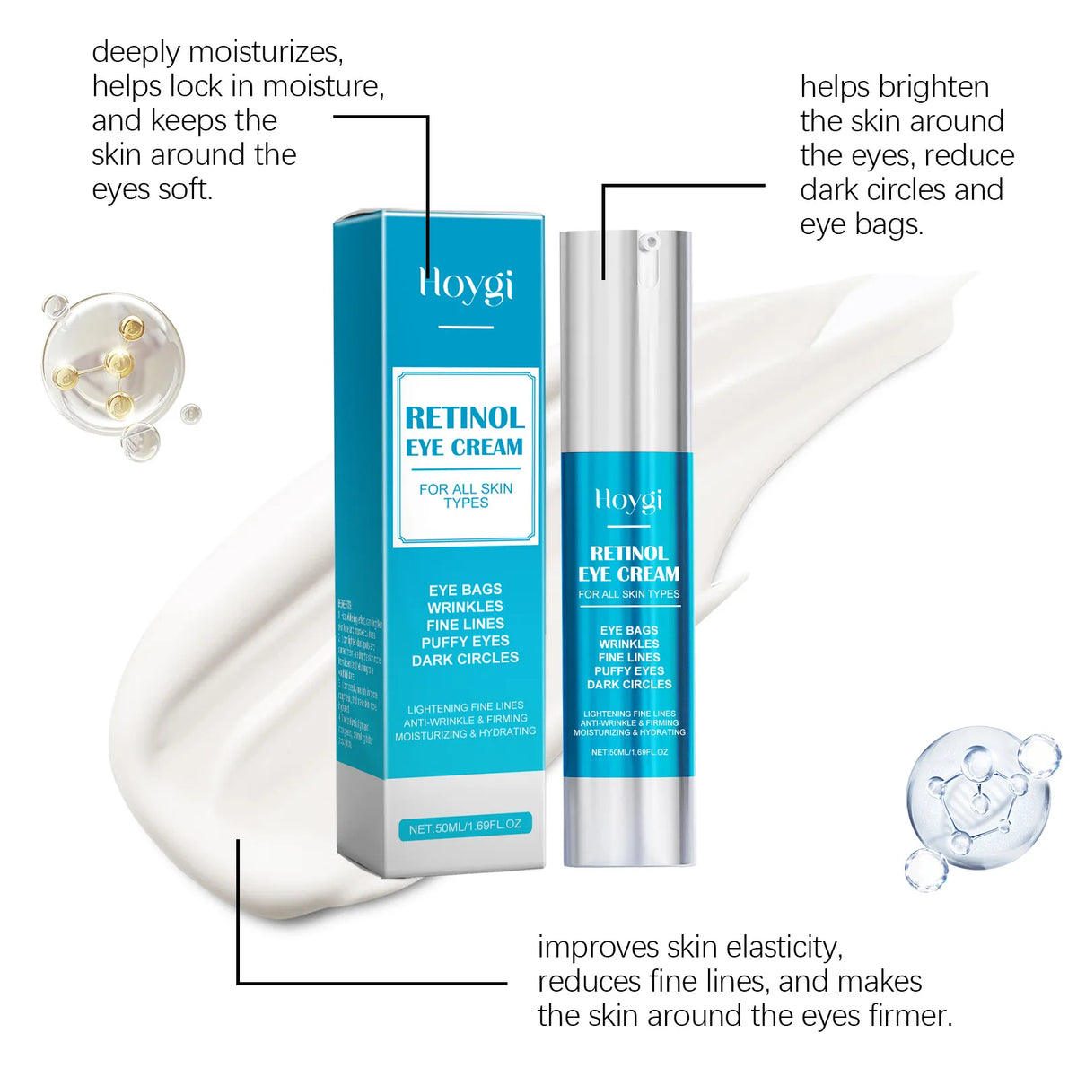 Hoygi 50ml Retinol Eye Cream – Firm, Brighten & Hydrate Retinol Eye Cream Qst